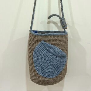 Handcrafted Brown and Blue Crochet Shoulder Bag